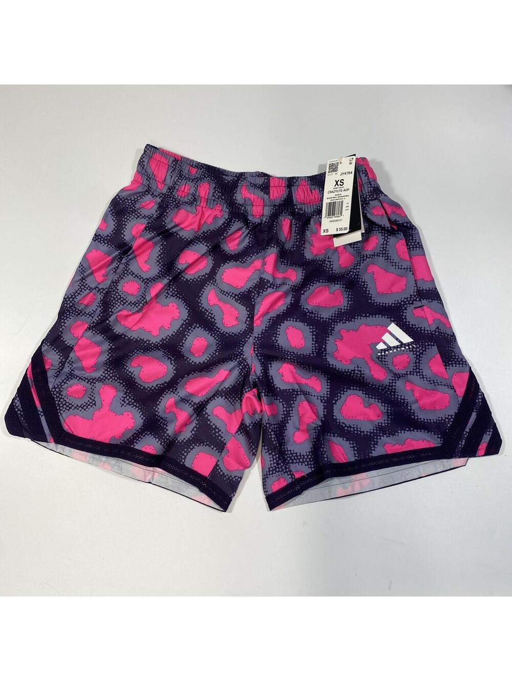 Adidas Crazylite AOP Basketball Shorts Women’s Size XS Pink Purple Grey NWT